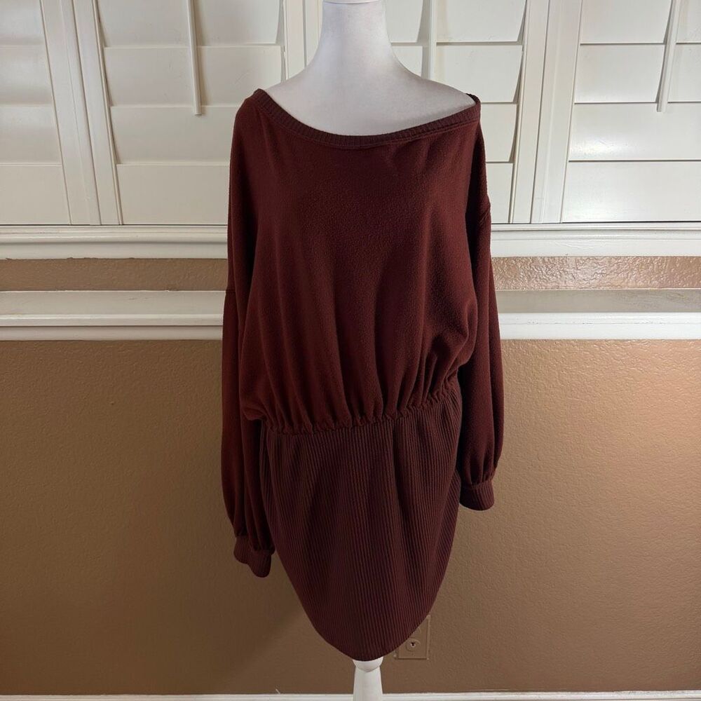 Free People Beach Santa Maria Mini Dress Sz XL Boho Oversized Boxy Slouchy Comfy